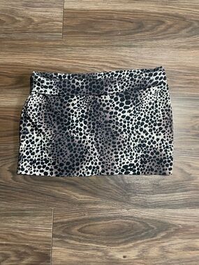 UK2LA Leopard Print Mini Skirt - Black and Tan